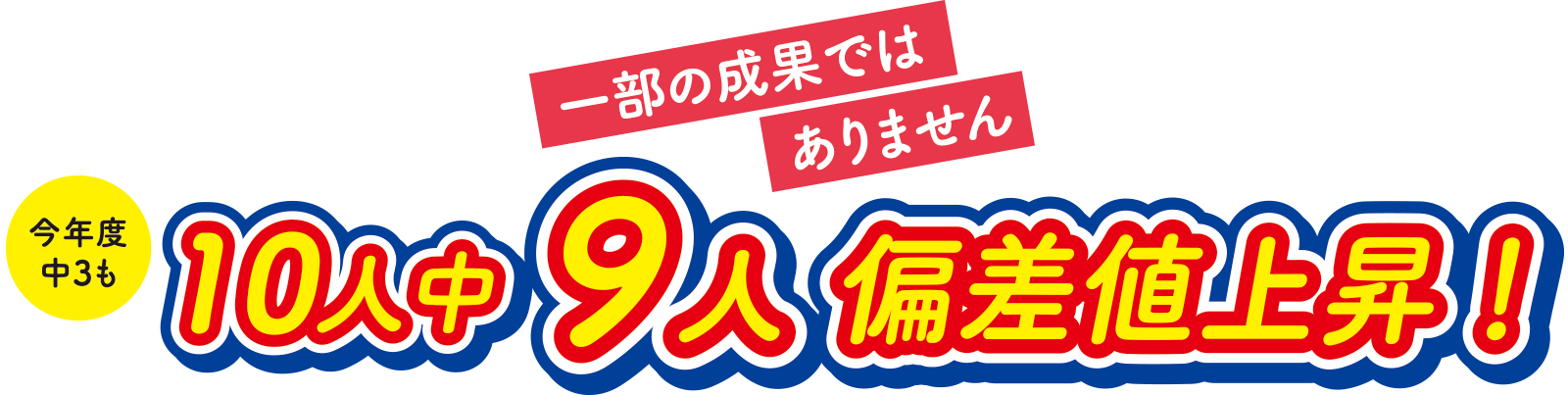 一部の成果ではありません 今年度中3も10人中9人偏差値上昇!